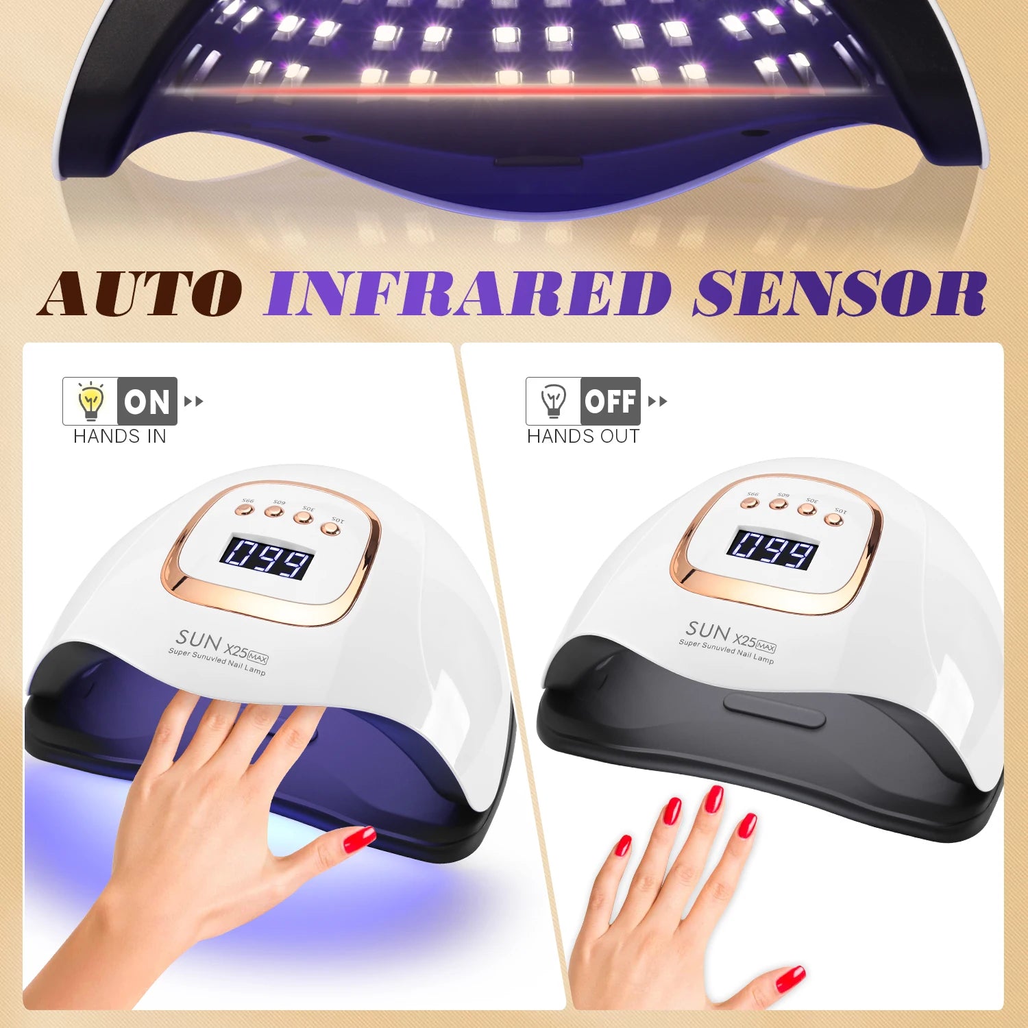 380W LED UV Lamp Dryer for Nails Gel Polish Drying Lamp with 4 Timer Setting Auto Sensor Professional Nail Light