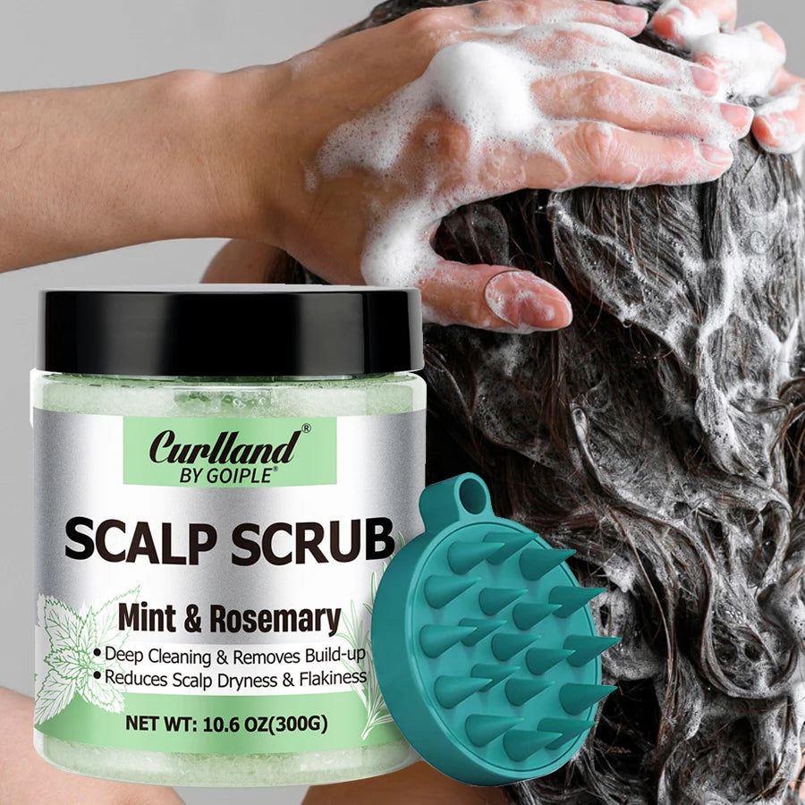 Scalp Scrub Mint & Rosemary Deep Clean Removes Build-up Moisturize Cool Soothe Hair Scalp or Exfoliating Scrub Silicone Massager