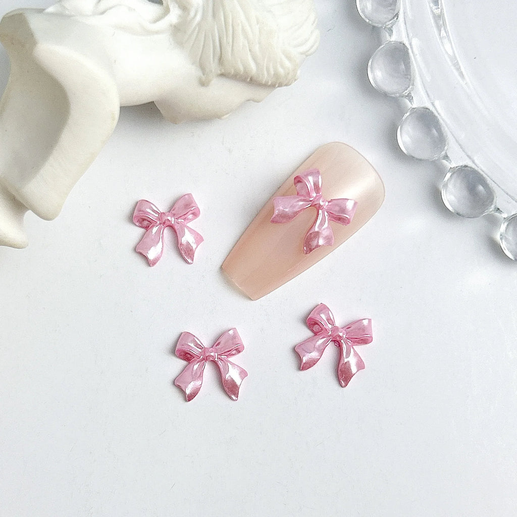 50pcs 3D Aurora Clear Resin Bow Nail Art Charms Cute Butterfly Glitter Nails Decoration Supplies Jewellery Accessories DIY