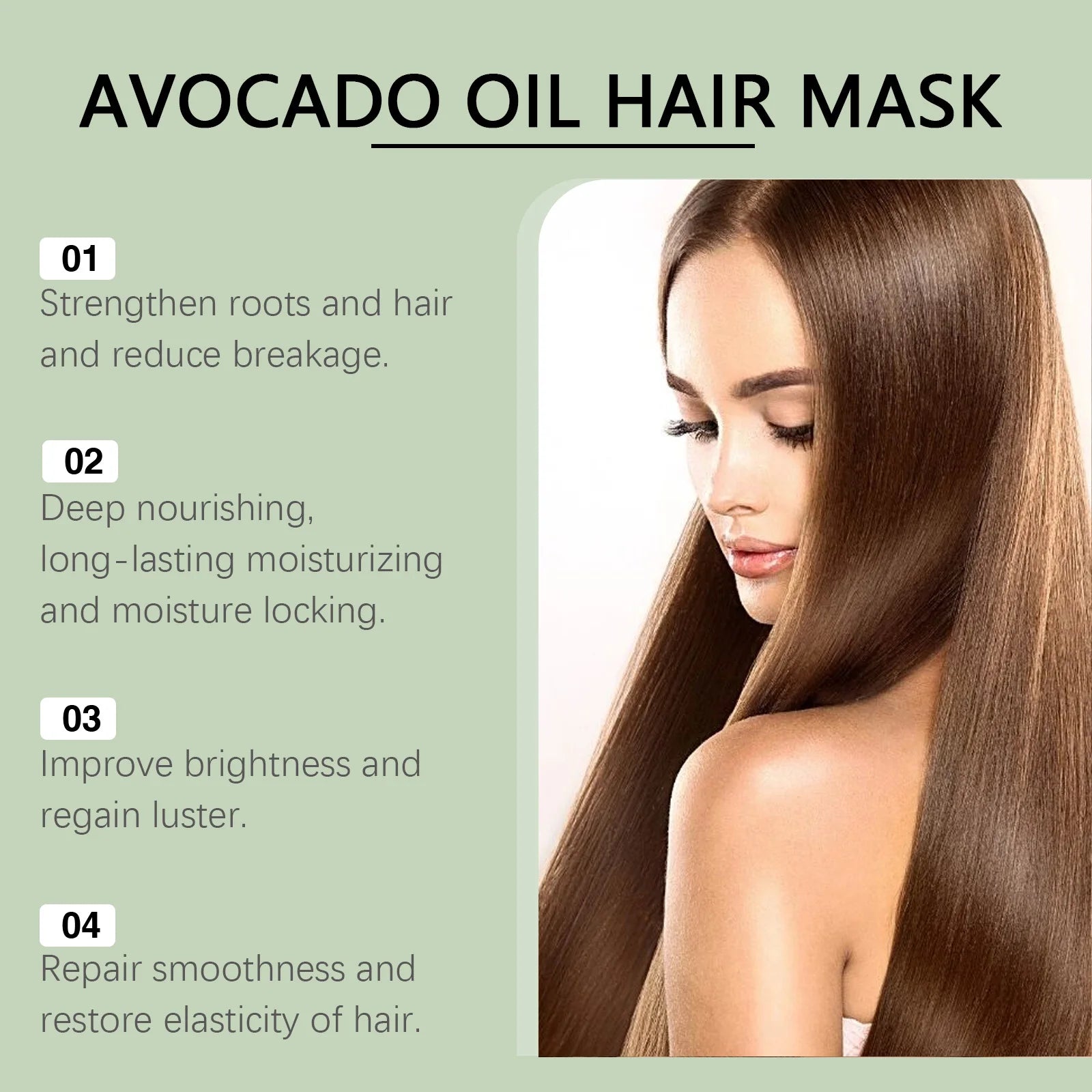 OUHOE Avocado Oil Hair Mask Moisturizing Hydrating Nourishes Dry Frizzy Hair Smooth Shiny Treatment Natural Hair Care All Hair
