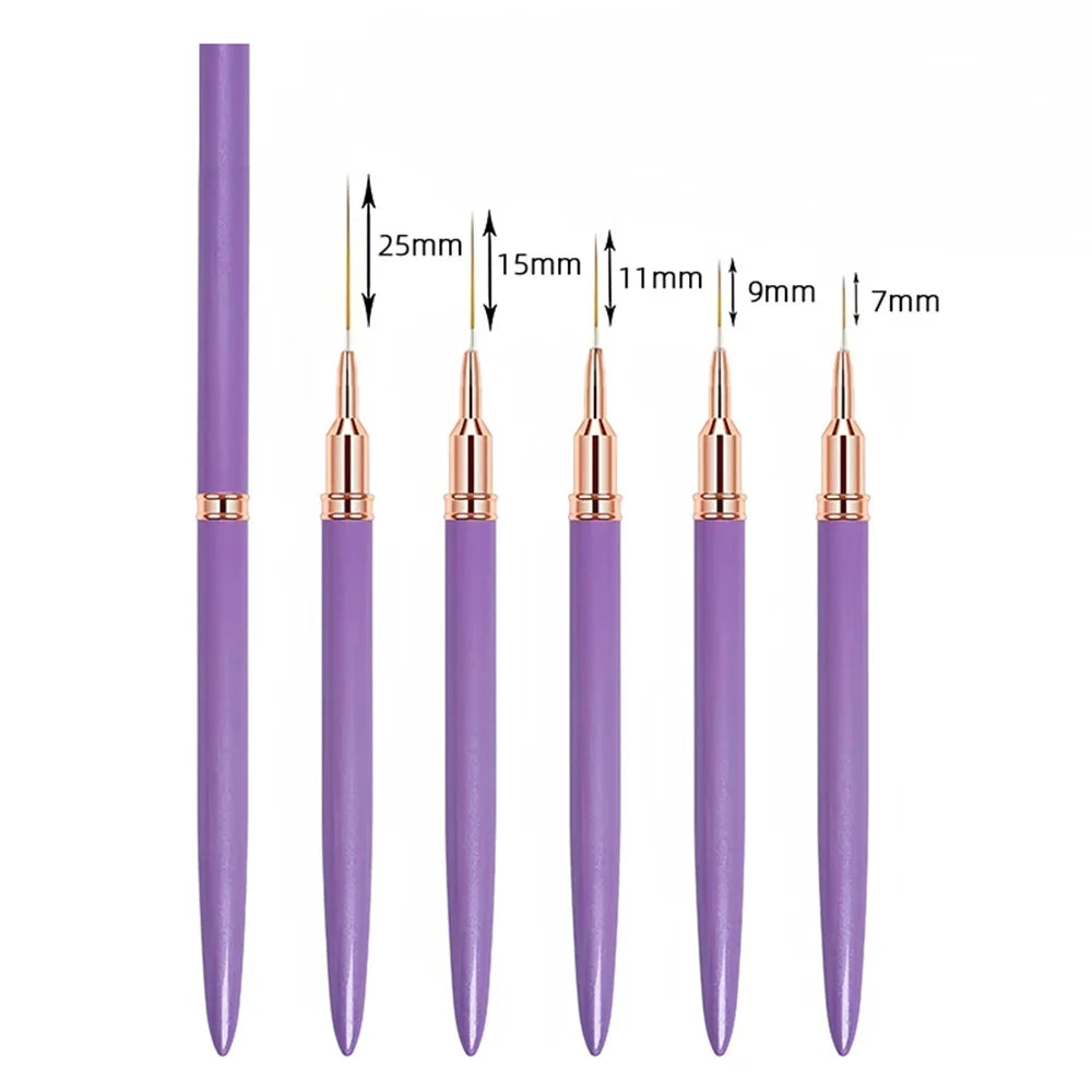 Nail Brush Pen 5pcs set Nail Art Liner Brushes Set Elongated Striping Drawing Professional