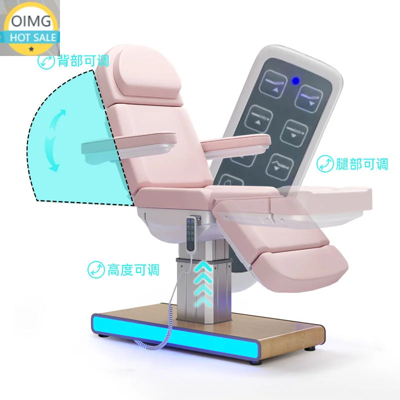 Modern Pink Electric Massage Tables Beds Salon Furniture pink Gold Facial Bed Beauty Salon Equipment Japanese Head Spa Bed