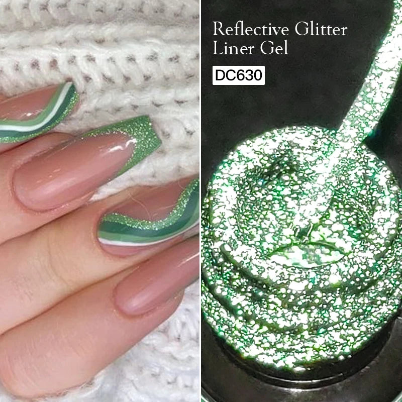 Reflective Glitter Liner Gel Nail Polish Gold Silver Spider Line UV Gel Pull Line Graffiti Painting Stripe DIY French Nails