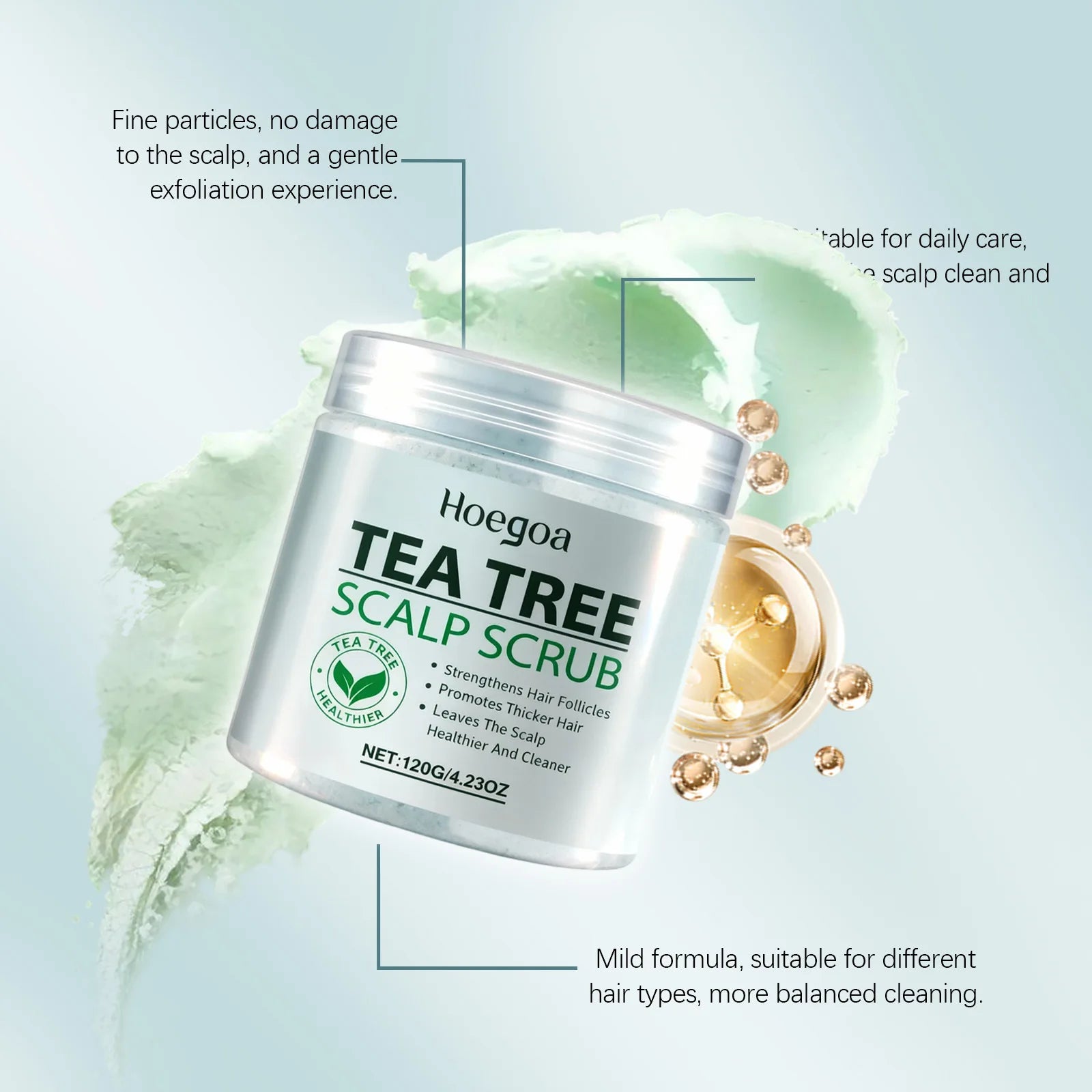Hoegoa Sea Salt Hair Scalp Care Scrub Oil Control Lasting Healthier Roots Smoothing Dryness Pure Plant Glamour Hair Nourish Mask