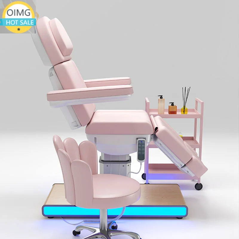 Modern Pink Electric Massage Tables Beds Salon Furniture pink Gold Facial Bed Beauty Salon Equipment Japanese Head Spa Bed