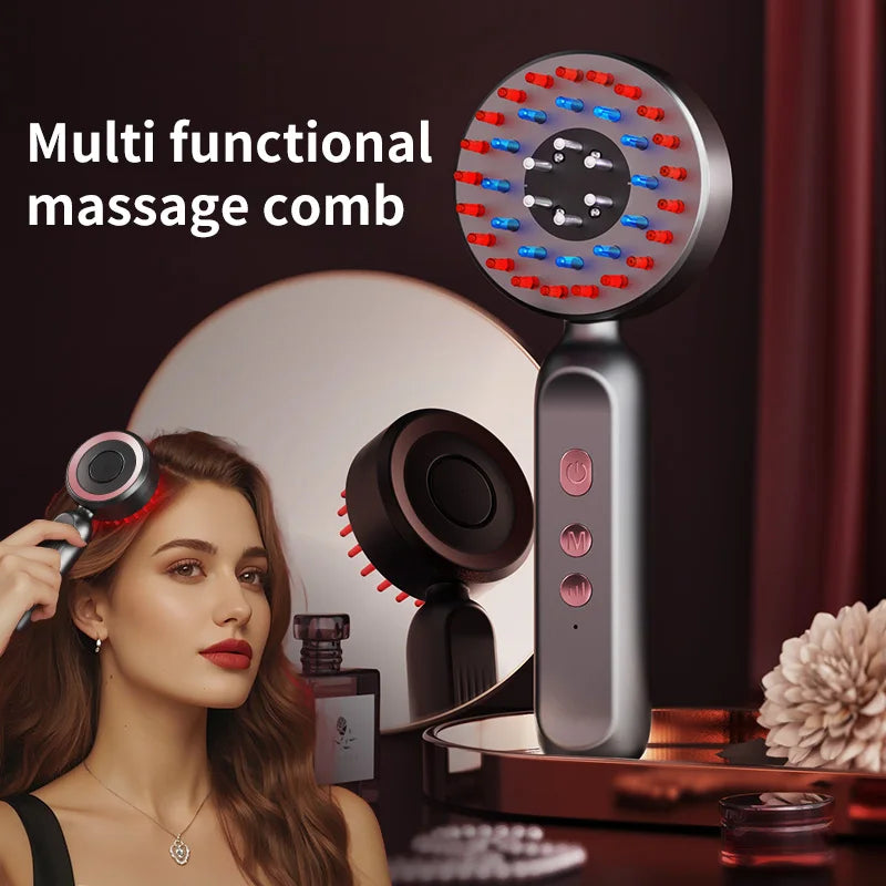 Electric hair growing comb, with red light meter, acupoint scalp massager, anti-hair loss hair care oil application comb
