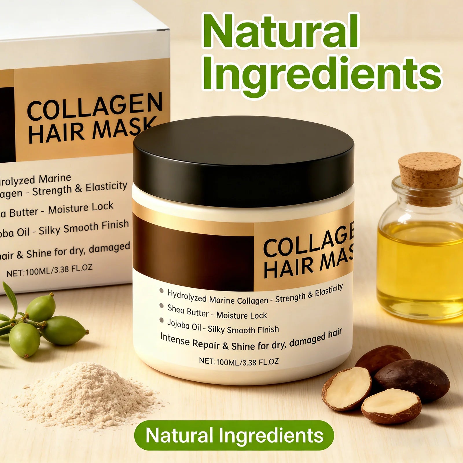 Collagen Hair Mask Hair Treatment for Damaged Dry & Frizzy Hair Deep Conditioning Repair Hydrating Nourishment For All Hair Type