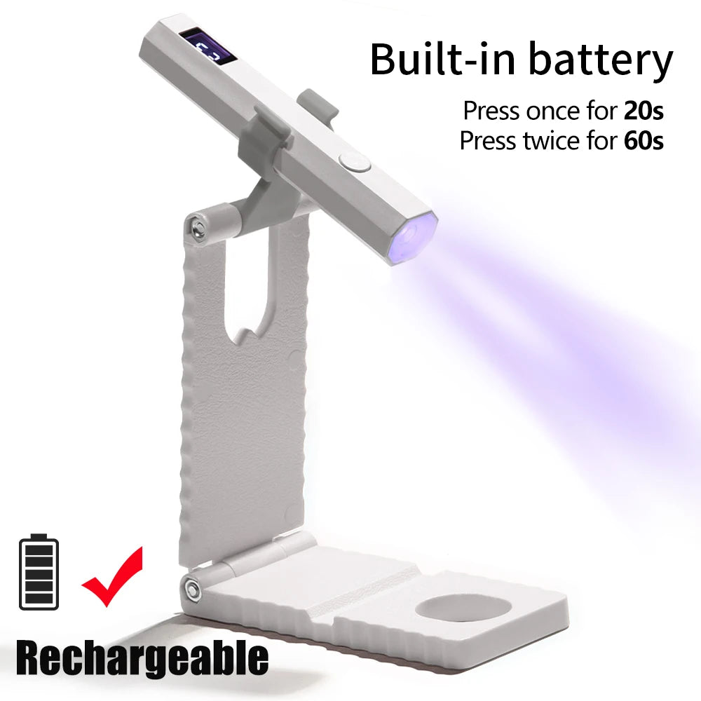 Handheld UV Light for Gel Nails Portable UV Nail Lamp Rechargeable LED Nail Lamp for Nails Art Desk Stand
