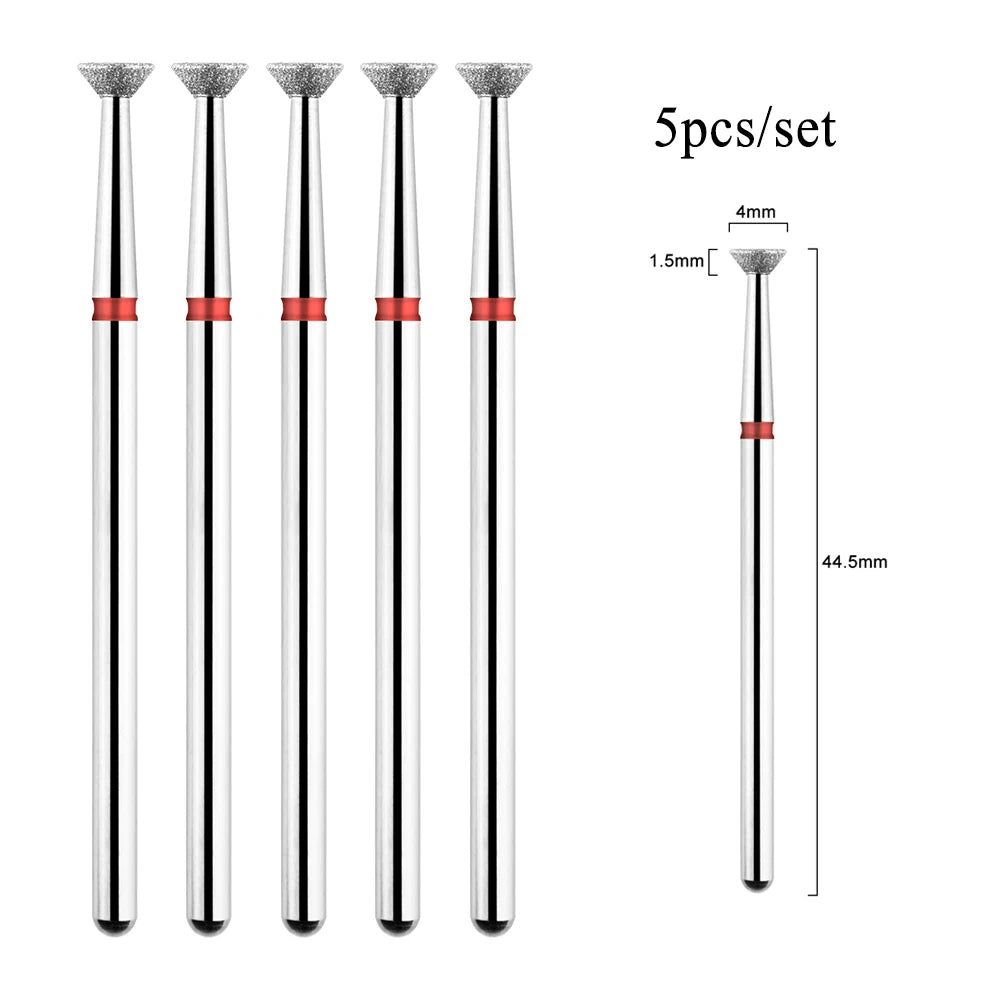 5Pcs Nail Drill Bit Cuticle Clean Manicure Bits Gel Overflow Removal Rotary Burrs E-file Nail Bits  Manicure Pedicure Tools