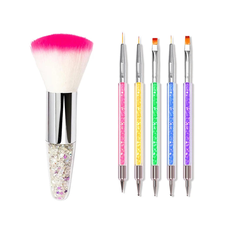 Nail Art Brush Set Gradient Line Painting Dotting Pen Kit Acrylic Handle Gel Polish Crystal Brushes Salon Nails Manicure Tools