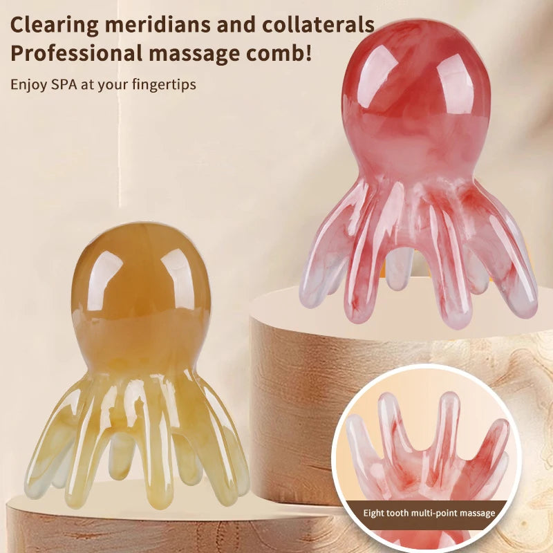 Octopus Massage Comb Head Meridian Scraping Scalp Massage Brush Acupuncture Gua Sha Massage Comb Fatigue Relief Massage