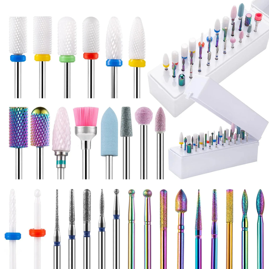 30Pcs Nail Drill Bits Ceramic Diamond Cuticle Efile