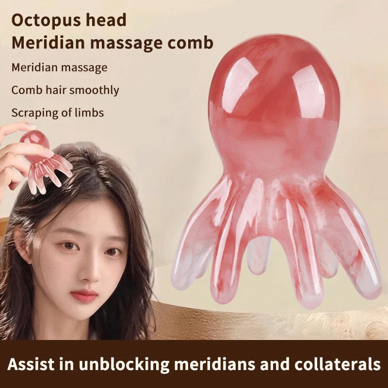 Octopus Massage Comb Head Meridian Scraping Scalp Massage Brush Acupuncture Gua Sha Massage Comb Fatigue Relief Massage