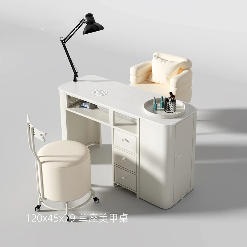 Modern Light Luxury Marble Desktop Nail Salon Table Work Station Beauty Salon Furniture Wood  Manicure Table
