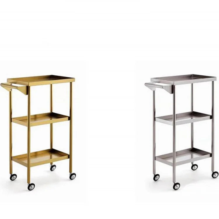 Salon Furniture Equipment Gold Beauty Metal 3 Layers Trolley Manicure Spa Pedicure Tool Cart with Wheels