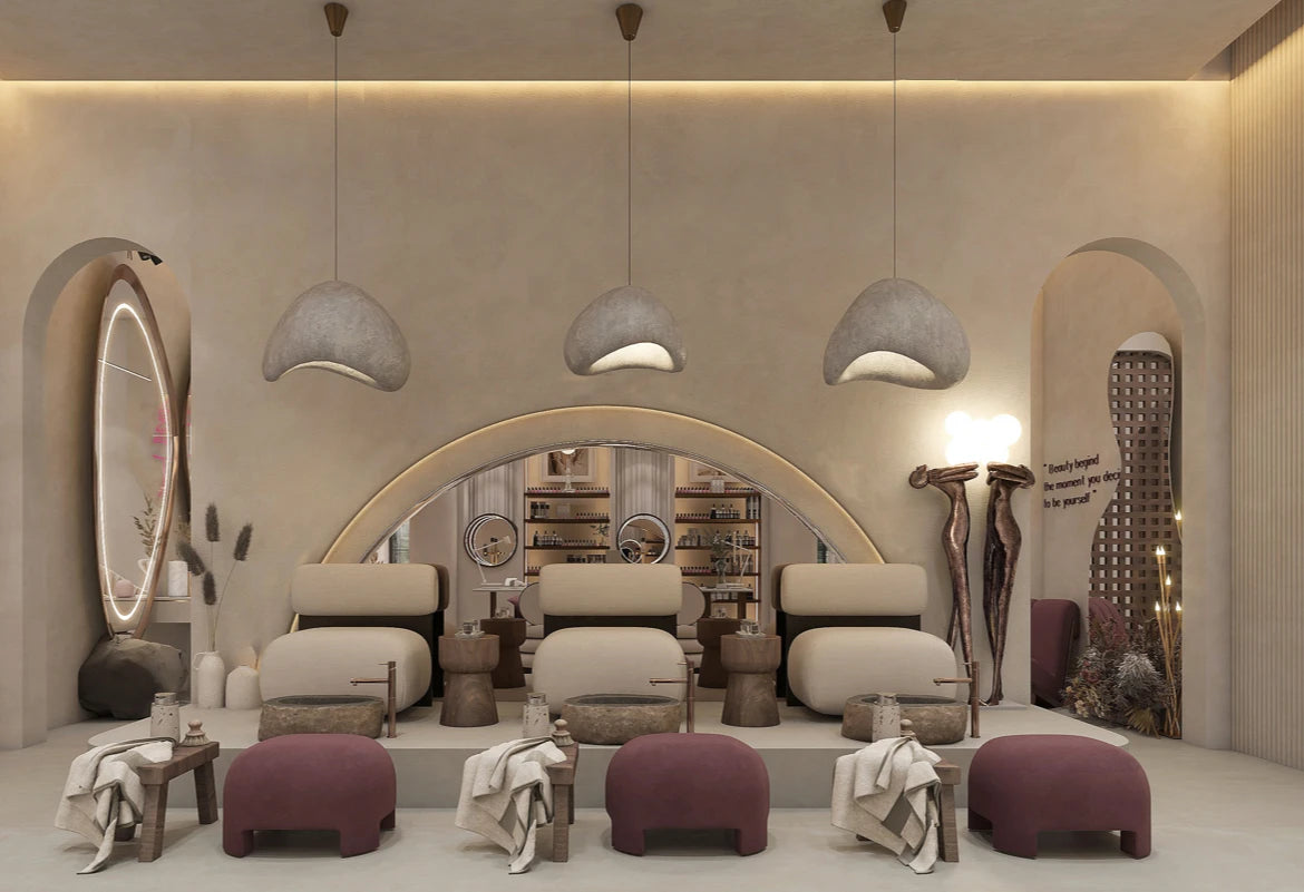 Luxury Beauty Salon Interior Design Skincare Store Manicure Station Wall Shelf  Spa Salon Display Furniture