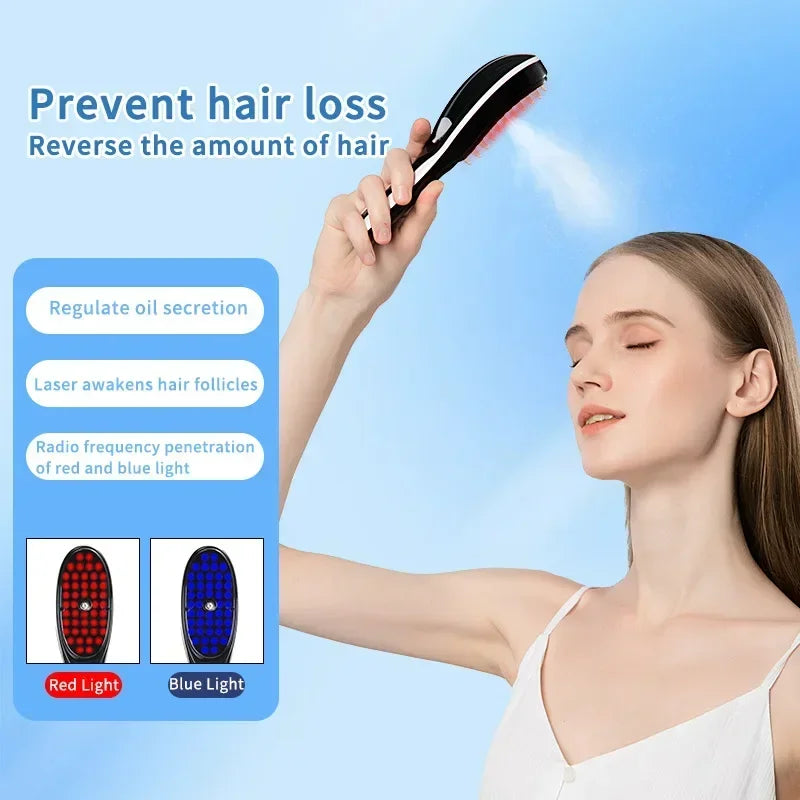 Electric Massage Comb Microcurrent Head Scalp Massager Anti Hair Loss Physiotherapy Apparatus Red and Blue Light Nourishing Care
