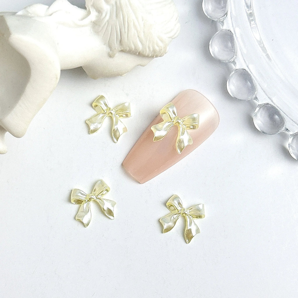 50pcs 3D Aurora Clear Resin Bow Nail Art Charms Cute Butterfly Glitter Nails Decoration Supplies Jewellery Accessories DIY