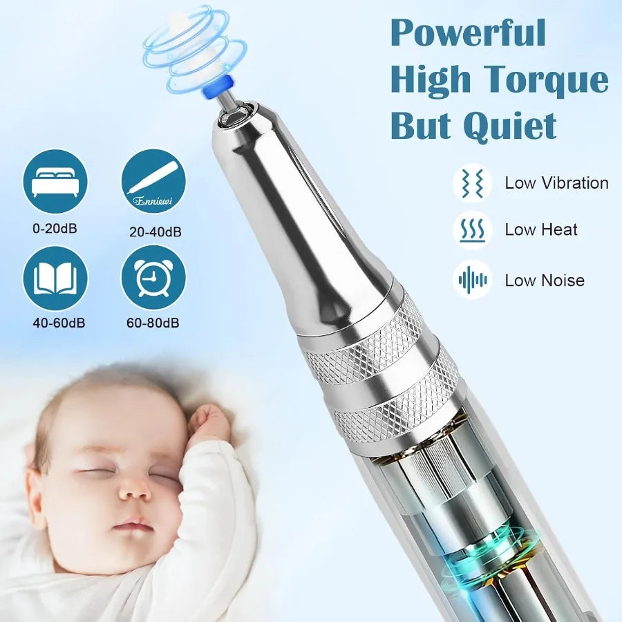 Professional 35000RPM Cordless Electric Nail File Drill for Acrylic Nails and Gel Remover Portable Rechargeable EFile with 7 Bi
