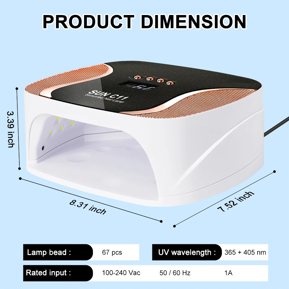 67 LED Nail Lamp UV LED Gel Nail Polish Nails Dryer With 4 Timers Automatic Sensor Professional Gel Curing Nail Lamp