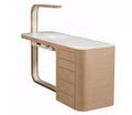 Veneer Nail Table High End Wood Tempered Glass Beauty Salon Furniture