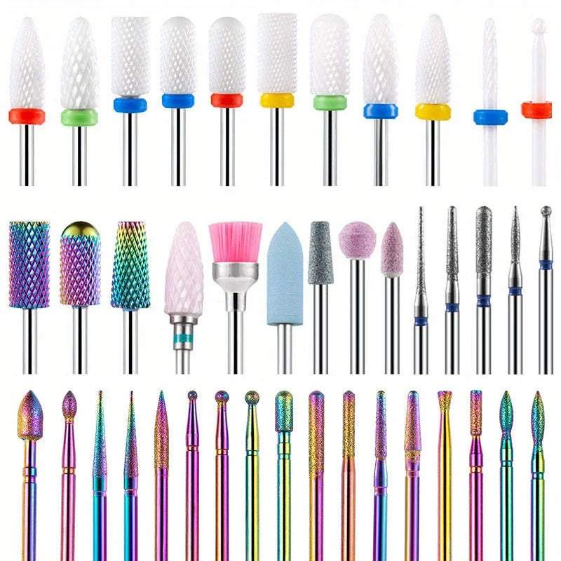30Pcs Nail Drill Bits Ceramic Diamond Cuticle Efile bits