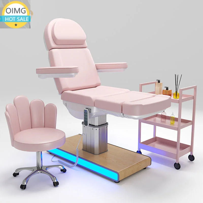 Modern Pink Electric Massage Tables Beds Salon Furniture pink Gold Facial Bed Beauty Salon Equipment Japanese Head Spa Bed