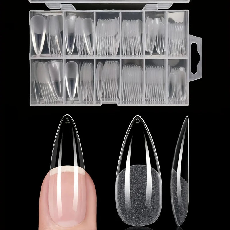 120 Pcs Full Cover Press On Nail Tips Stiletto Almond Square Coffin French False Fake Soak Off Gel Nail Extension Tips