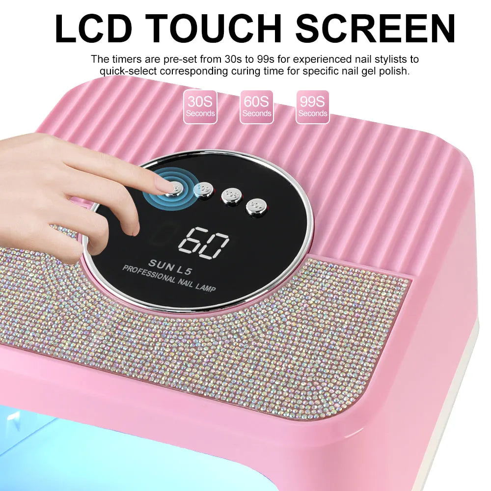 SUN L5 Nail Dryer Professional 45LED UV Nail Lamp with LCD Smart Screen Gel Curing Drying Lamp Removable Base Pedicure Tool