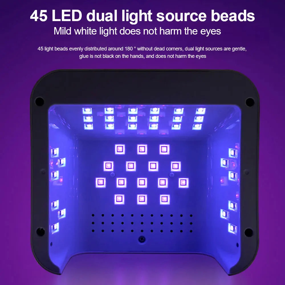 SUN L5 Nail Dryer Professional 45LED UV Nail Lamp with LCD Smart Screen Gel Curing Drying Lamp Removable Base Pedicure Tool