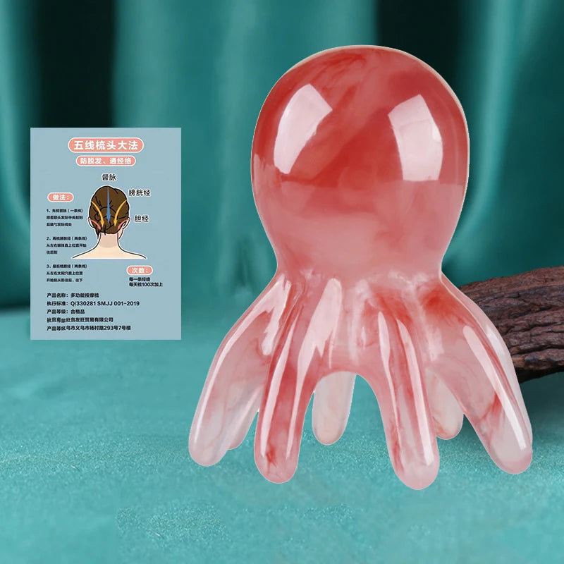 Octopus Massage Comb Head Meridian Scraping Scalp Massage Brush Acupuncture Gua Sha Massage Comb Fatigue Relief Massage