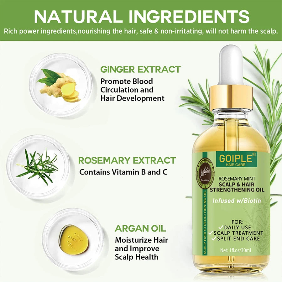 Scalp Scrub Deep Cleansing Massage Scalp Care Product Rosemary Mint Essential Oil Moisturizing Nourishing and Anti-hair Loss Oil