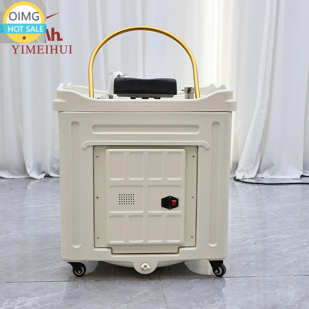 No Plumbing Head Spa Basin Portable Mobile Shampoo Basin Hair Washing Sink with 30L Waste Water Bucket 60L Water Tank Heater