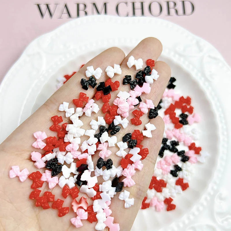 50pcs 3D Aurora Clear Resin Bow Nail Art Charms Cute Butterfly Glitter Nails Decoration Supplies Jewellery Accessories DIY
