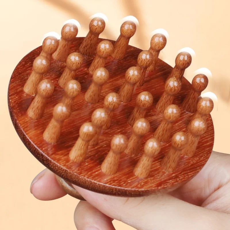 Wooden Massage Comb Scalp Head Massager Natural Sandalwood Circular Tooth Guasha Scraping Body Massager
