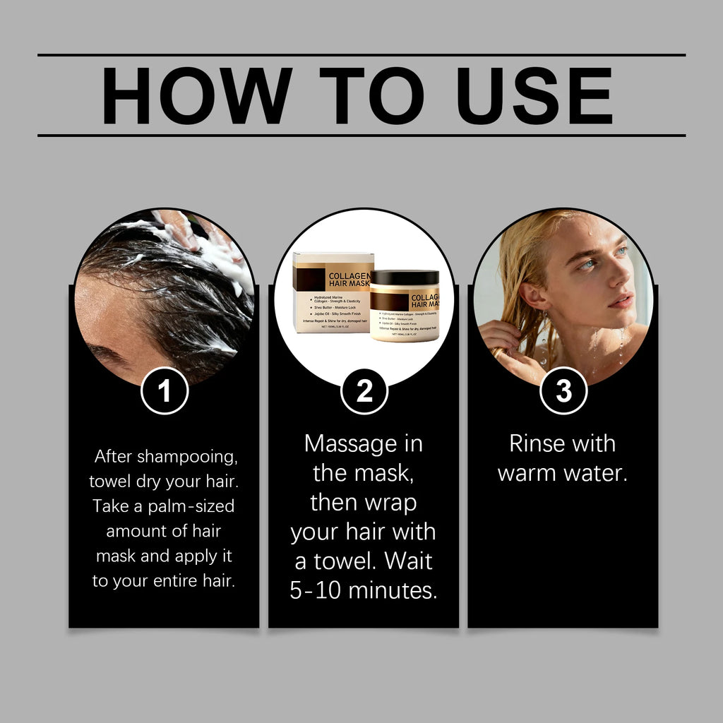 Collagen Hair Mask Hair Treatment for Damaged Dry & Frizzy Hair Deep Conditioning Repair Hydrating Nourishment For All Hair Type