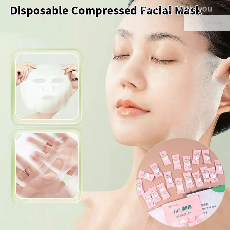 New Candy Disposable Compressed Facial Mask 20/50/100Pcs Face Mask Facial Towel Coin Wrapped Tissues Paper Skin Care Silk/Cotton
