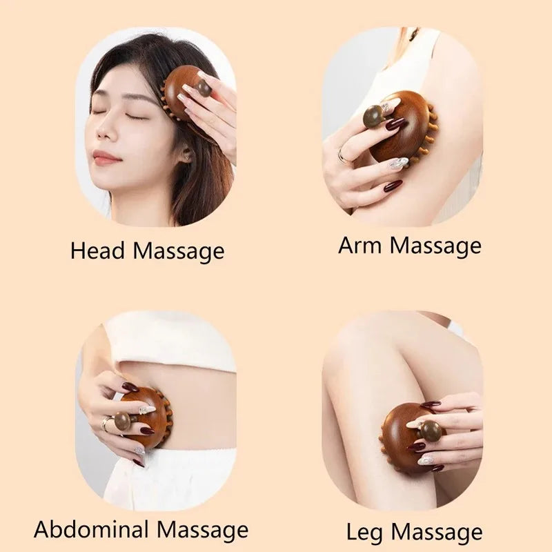 Wooden Massage Comb Scalp Head Massager Natural Sandalwood Circular Tooth Guasha Scraping Body Massager