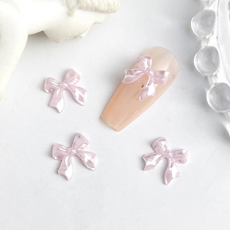 50pcs 3D Aurora Clear Resin Bow Nail Art Charms Cute Butterfly Glitter Nails Decoration Supplies Jewellery Accessories DIY