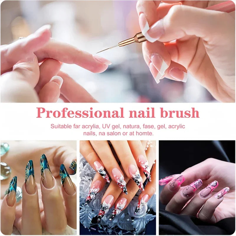 LINMANDA Nail Art Liner Brushes Long Lines Liner Brush UV Gel Polish Painting Nail Design Brush Metal Handle Nail Drawing Pens