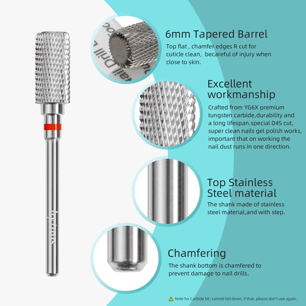 13mm Barrel Carbide Nail Drill Bits Dust Proof Nail Bit 3/32 Right-handed Electric Manicure Efile Remove Acrylic Gel Tool