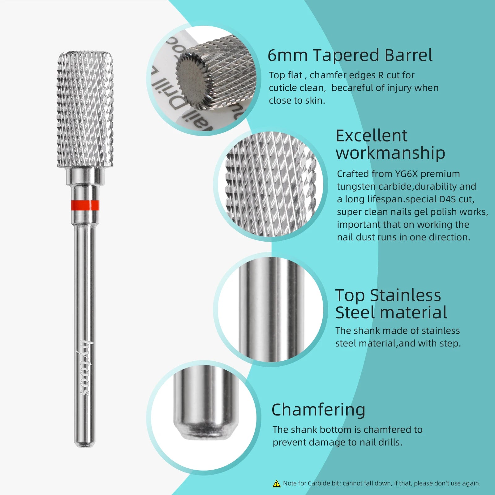13mm Barrel Carbide Nail Drill Bits Dust Proof Nail Bit 3/32 Right-handed Electric Manicure Efile Remove Acrylic Gel Tool