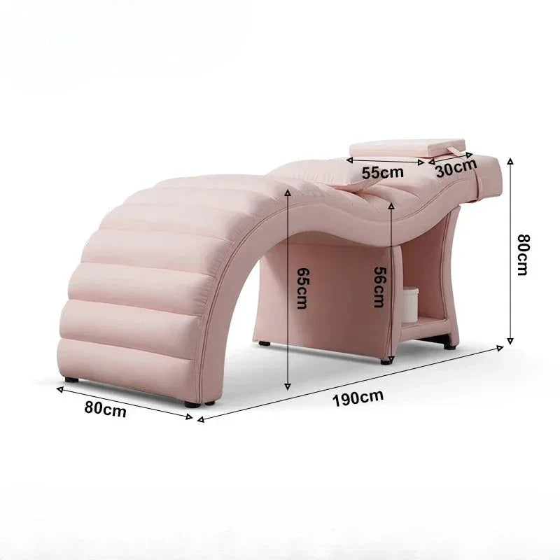 Minimalist Pink S-shaped Massage Bed Eyelash Spa Beauty Salon Furniture