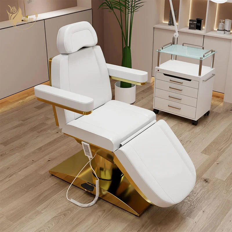 Luxury White Electric Massage Tables Beds Salon Furniture pink Gold Facial Bed Beauty Salon Equipment Japanese Head Spa Bed