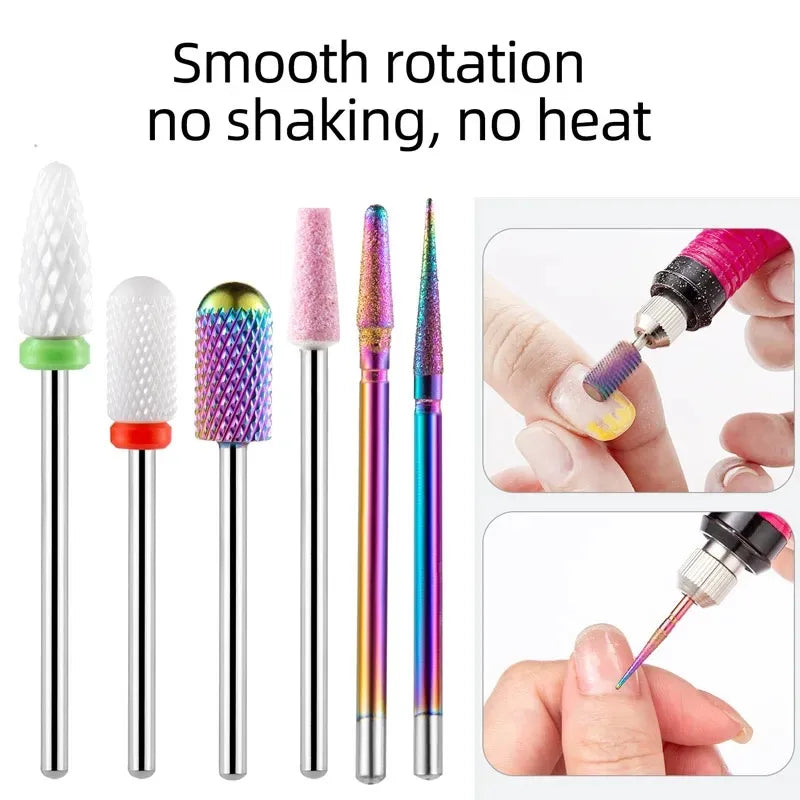 30Pcs Nail Drill Bits Ceramic Diamond Cuticle Efile