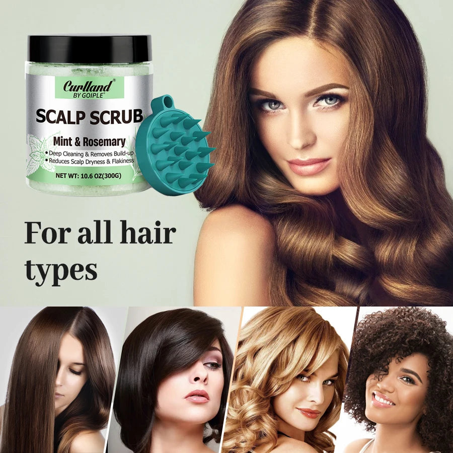 Scalp Scrub Mint & Rosemary Deep Clean Removes Build-up Moisturize Cool Soothe Hair Scalp or Exfoliating Scrub Silicone Massager