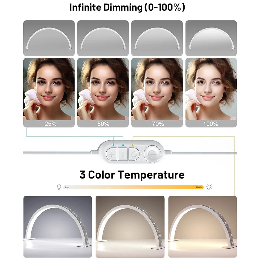 30W New optimized Beauty Salon LED Light Half-Moon Nail Lamp For Nails Eyelash Extension Eyebrow Light Arch Shape Manicure Light