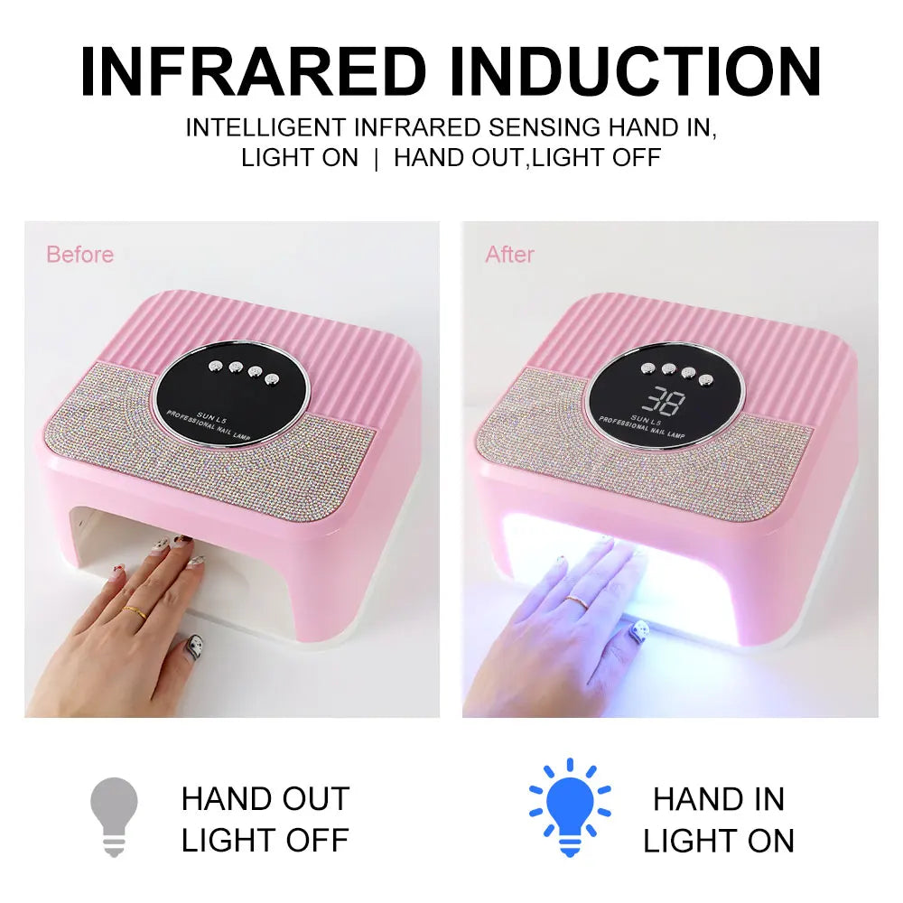 SUN L5 Nail Dryer Professional 45LED UV Nail Lamp with LCD Smart Screen Gel Curing Drying Lamp Removable Base Pedicure Tool