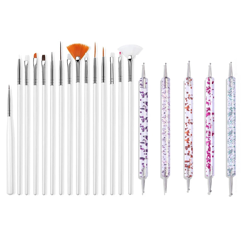 Nail Art Brush Set Gradient Line Painting Dotting Pen Kit Acrylic Handle Gel Polish Crystal Brushes Salon Nails Manicure Tools