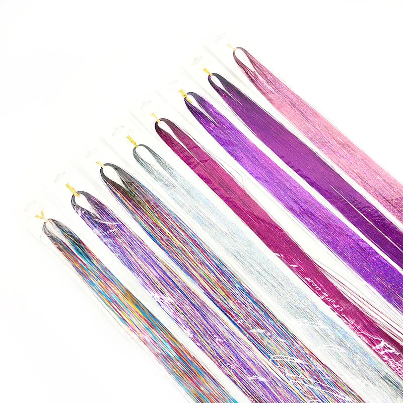 Shiny Sparkle Hair Tinsel  Colorful Glitter Bling Hair Extension Twinkle Kit Rainbow Women Hair Dazzles Accessories for Braiding